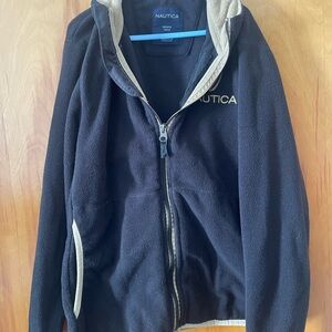 Nautica Men's Black and Tan Fleece Jacket